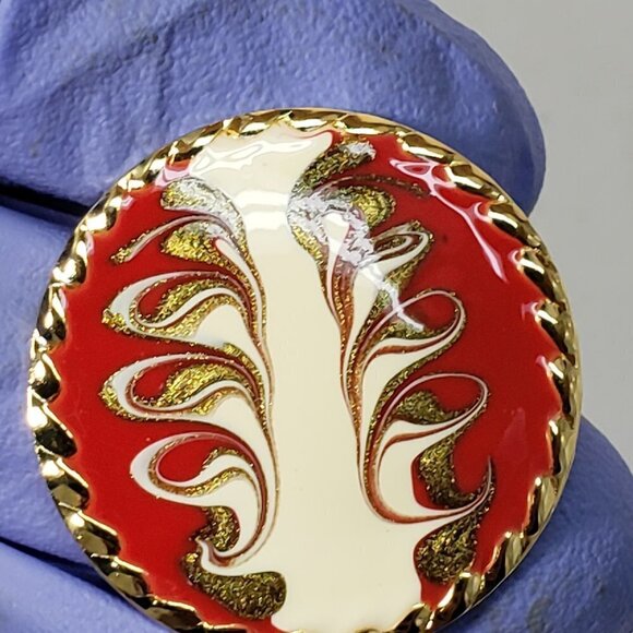 Women's Stunning Gold tone Multi-color Round Stud Earrings - Eye-Catching, RED - Picture 7 of 7